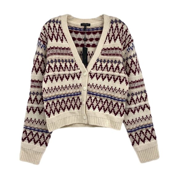 Rag & Bone Cream Red Willow Fair Isle Knit Cardigan | Women’s M - Picture 1 of 8